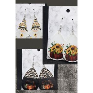 Lot of 3 Faux Leather Fall Earrings – Lightweight & Festive
